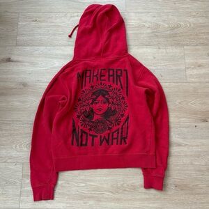 Obey “Make Art Not War” Red Graphic Hoodie Size M